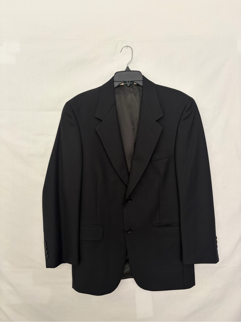 Vintage 90s Evan-Picone Mens 38S Black 100% Worsted Wool Suit Blazer Foleys(A937